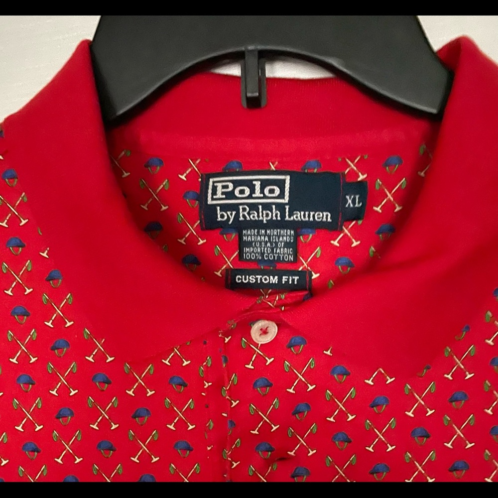 XL Polo Ralph Lauren Red Golf Shirt Men’s 100% Cotton - Golf Club motif - Picture 2 of 3